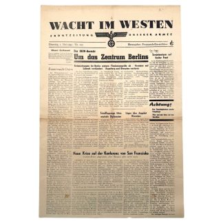 Original WWII German newspaper 'Wacht im Westen' May 1, 1945