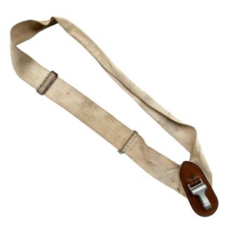 Original WWII German saber hanger webbing strap with metal hook and leather mount army Germany militaria