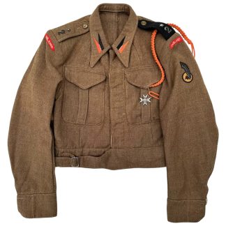 Original WWII Polish battle dress 1942 1st Armoured Division 2nd Armoured Regiment badge POLAND shoulder title uniform detail. Militaria