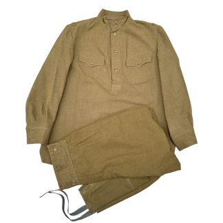 Original WWII Soviet M43 Gymnasterka uniform blouse and trousers 1945 Lend-Lease fabric 45r stamp Russian army complete