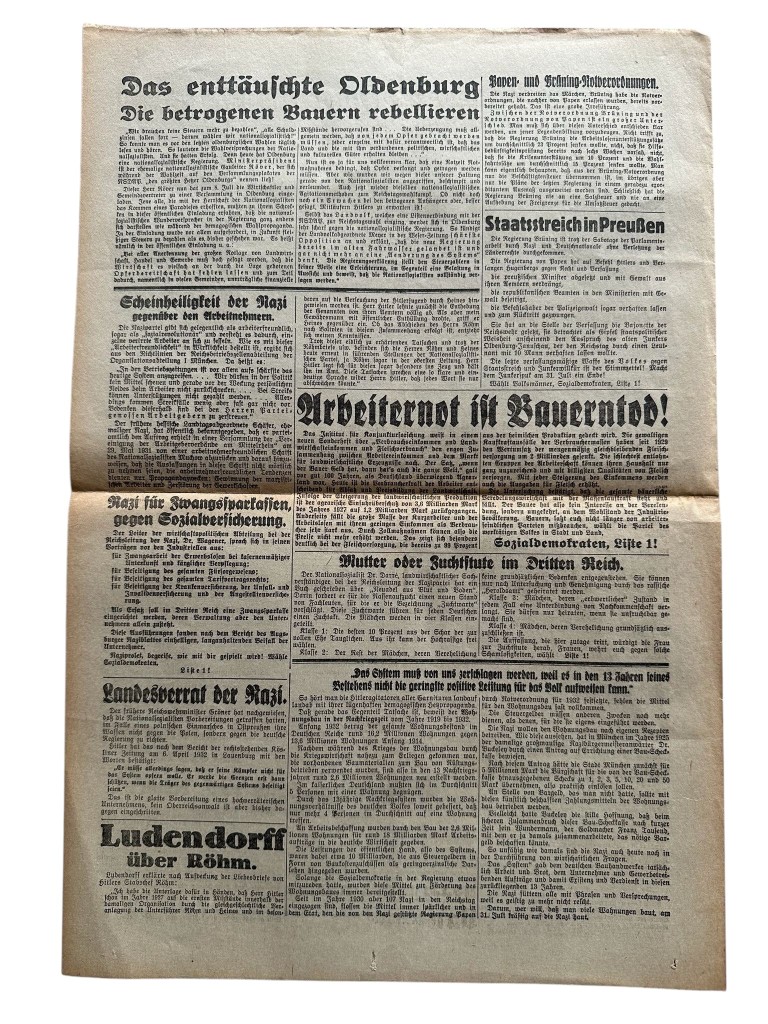 Original 1932 German anti-National Socialist newspaper ‘Münchener Post Extrablatt’ - Image 4