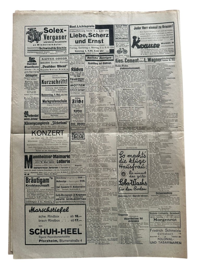 Original 1933 German NSDAP newspaper ‘Der Führer’ Karlsruhe - Image 5