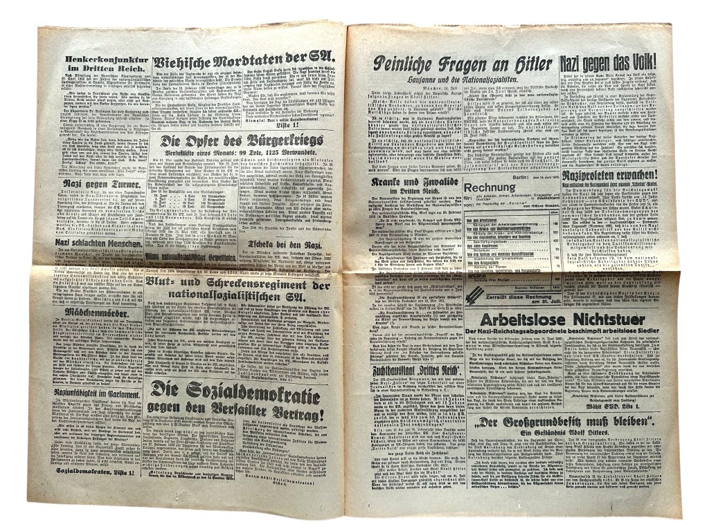 Original 1932 German anti-National Socialist newspaper ‘Münchener Post Extrablatt’ - Image 3