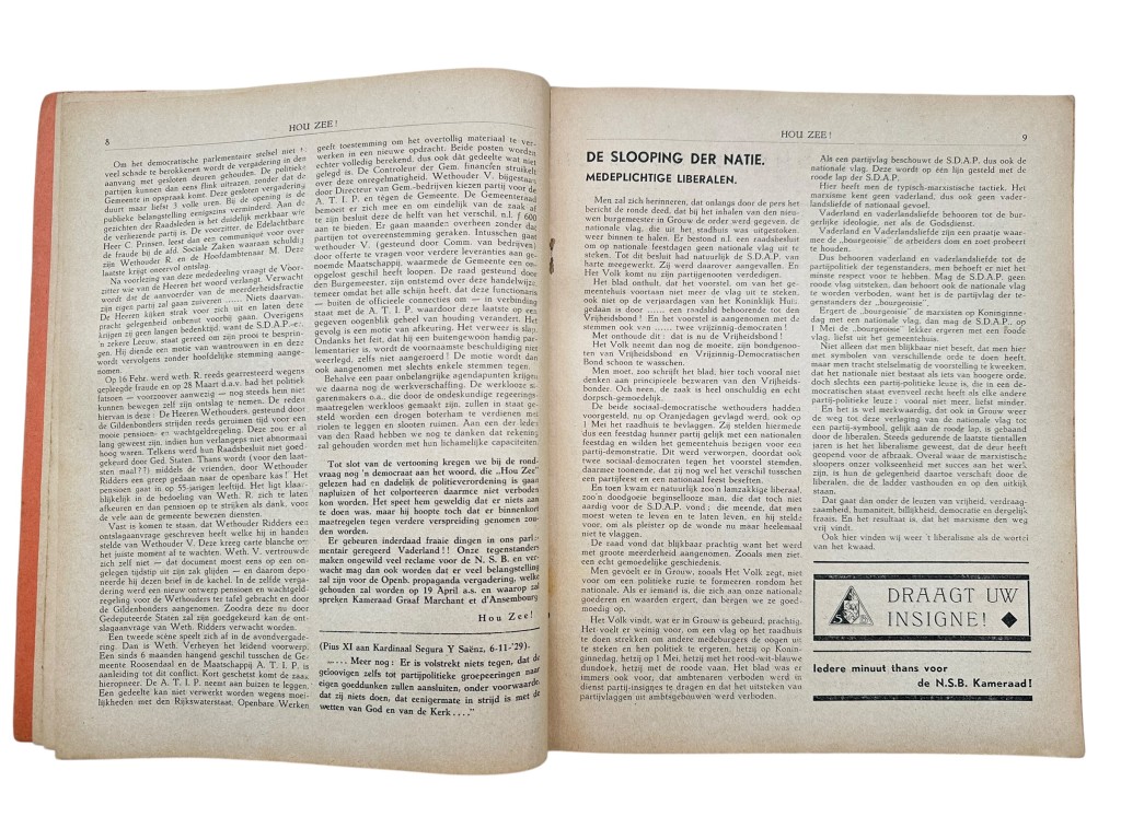 Original 1934 Dutch NSB early magazine Hou Zee! Zuid-Nederland - Image 4