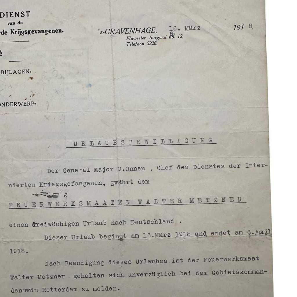 Original WW1 German/Dutch internment document Rotterdam - Image 4