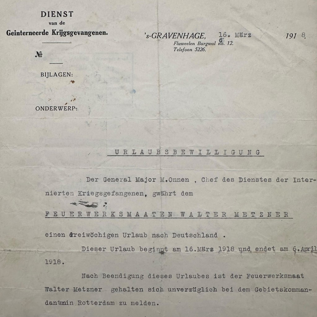 Original WW1 German/Dutch internment document Rotterdam - Image 5