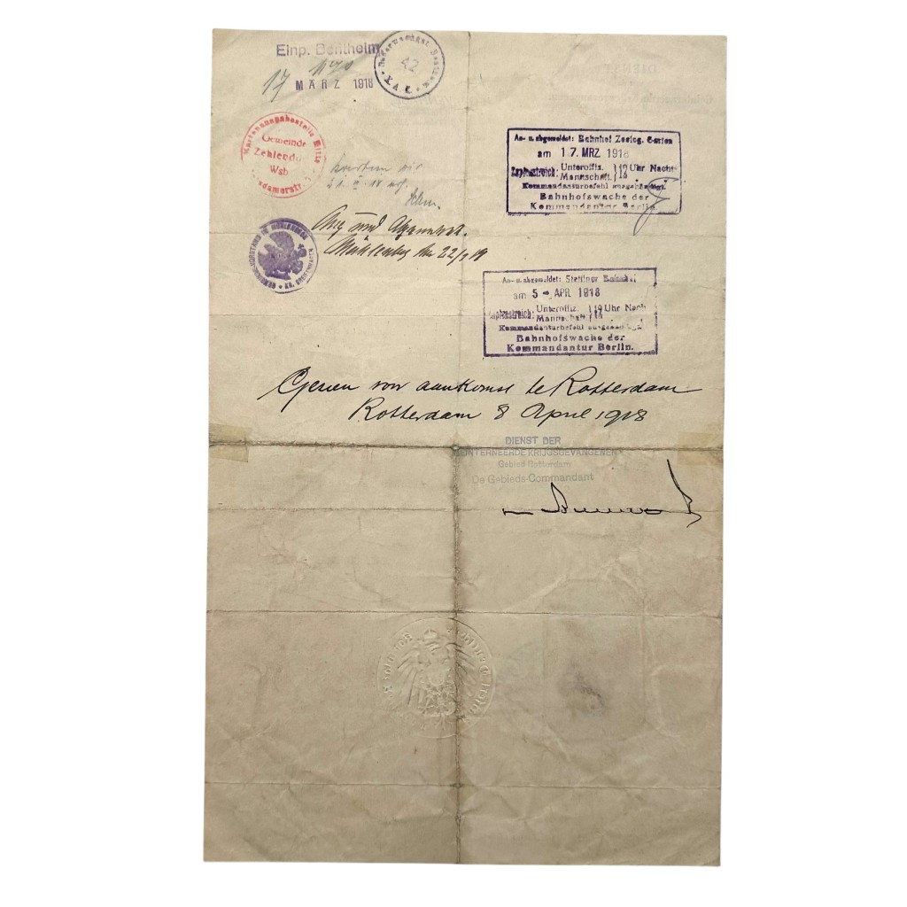 Original WW1 German/Dutch internment document Rotterdam - Image 6