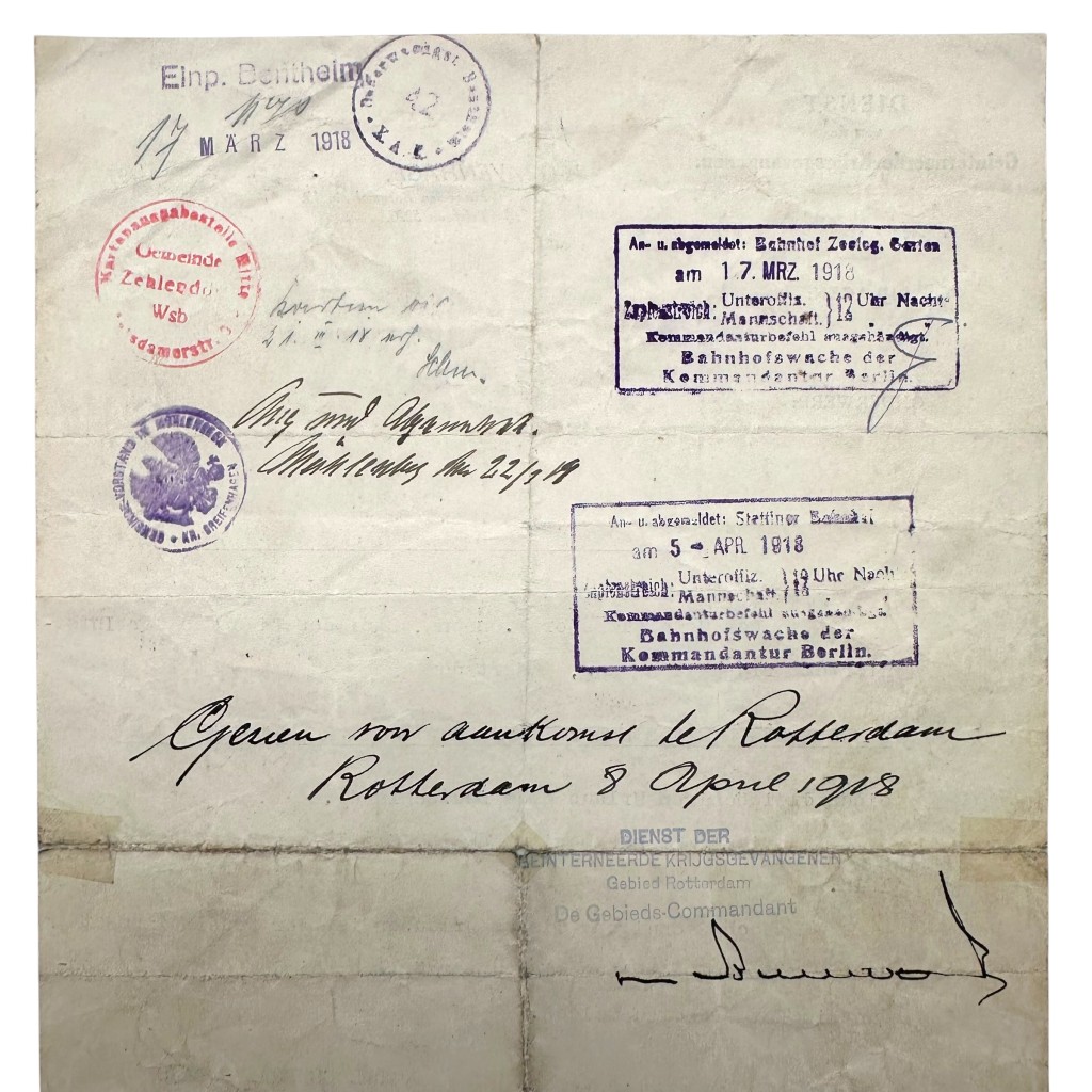 Original WW1 German/Dutch internment document Rotterdam - Image 7