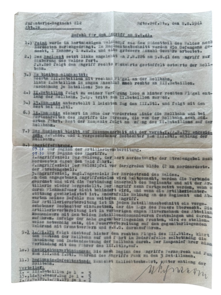 Original WWII German Infanterie-Regiment 212 Operatie Barbarossa documents set - Image 40