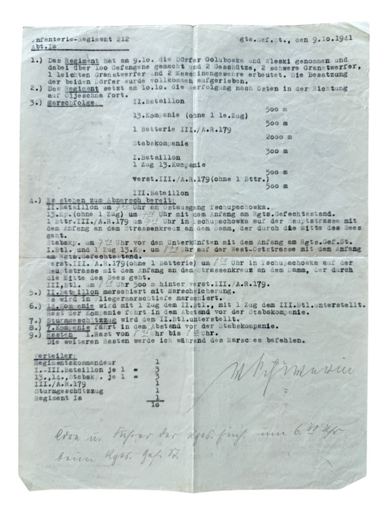 Original WWII German Infanterie-Regiment 212 Operatie Barbarossa documents set - Image 35