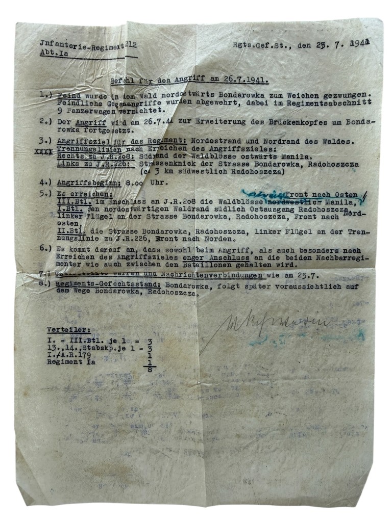 Original WWII German Infanterie-Regiment 212 Operatie Barbarossa documents set - Image 33