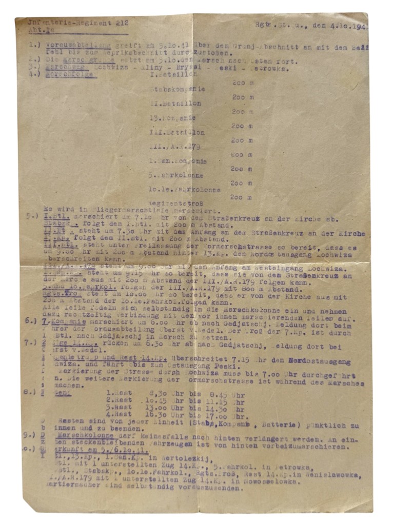 Original WWII German Infanterie-Regiment 212 Operatie Barbarossa documents set - Image 11