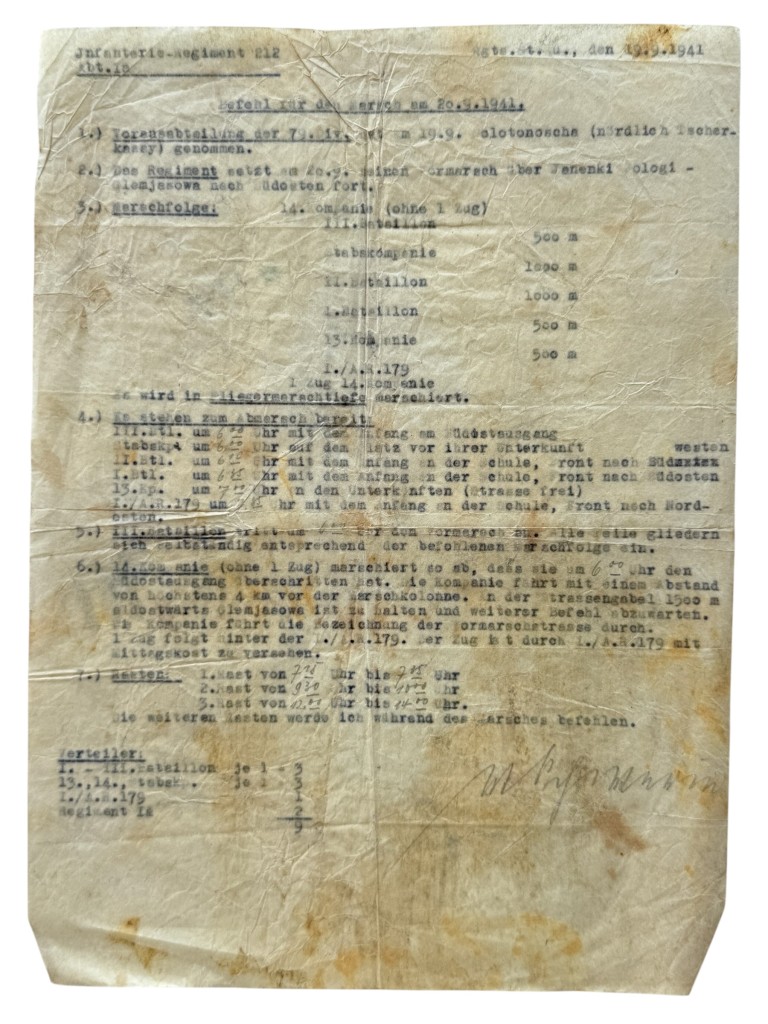 Original WWII German Infanterie-Regiment 212 Operatie Barbarossa documents set - Image 7