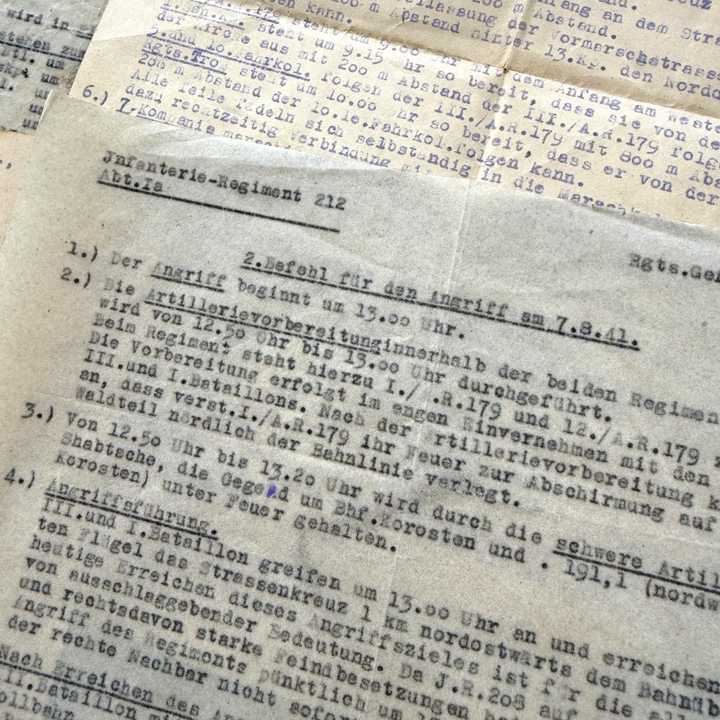 Original WWII German Infanterie-Regiment 212 Operatie Barbarossa documents set