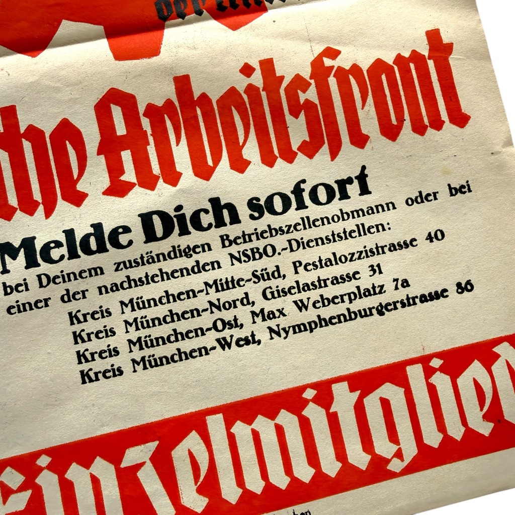 Original WWII German DAF 'Deutsche Arbeitsfront' poster