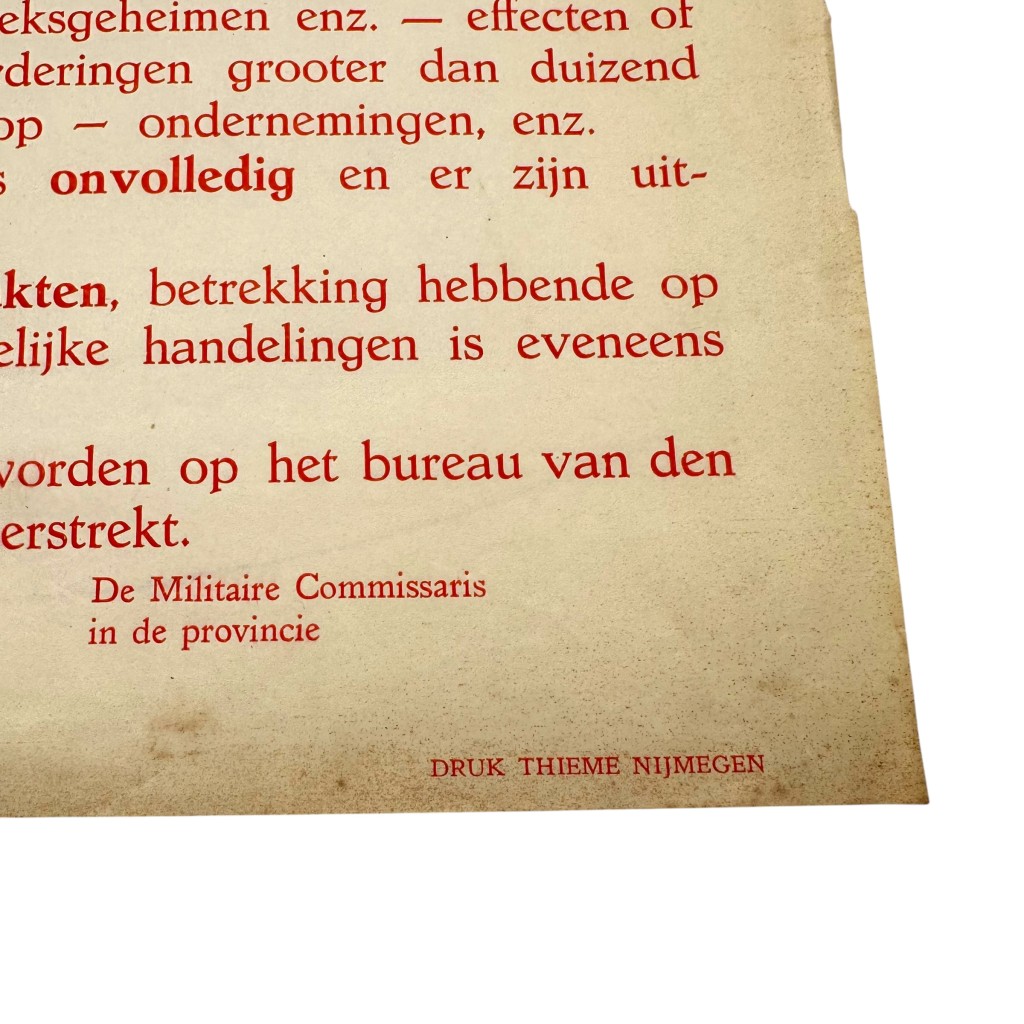 Original WWII Dutch poster 'Beperking Rechtsverkeer' Nijmegen - Image 3
