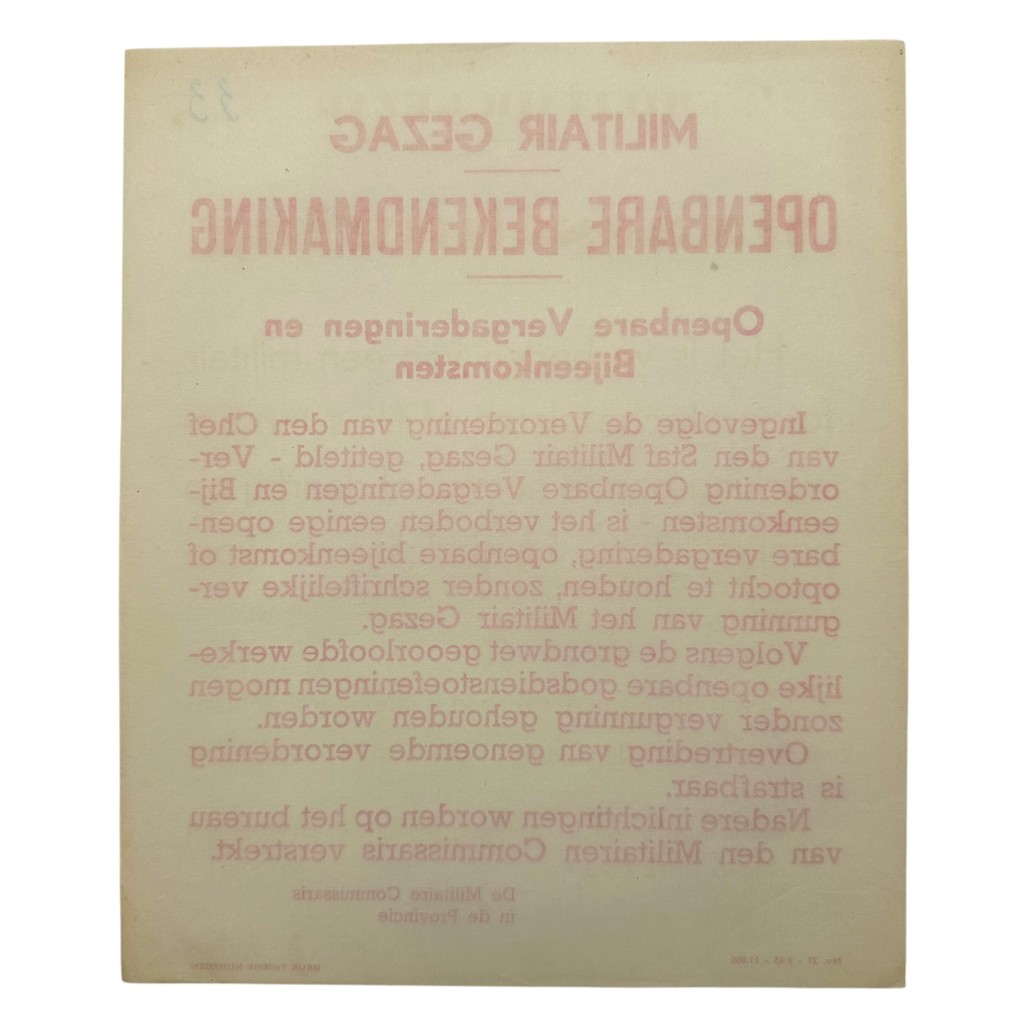 Original WWII Dutch 'Openbare Bekendmaking' poster Nijmegen - Image 4