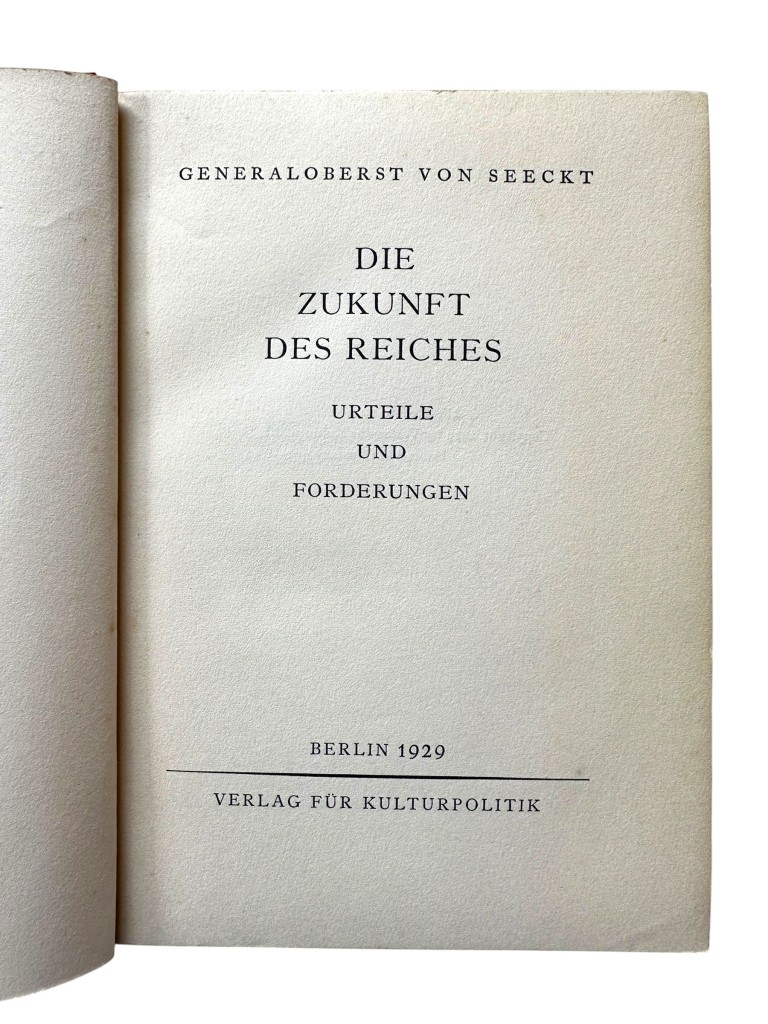 Original 1929 German book Die Zukunft des Reiches from NSB member Max Blokzijl