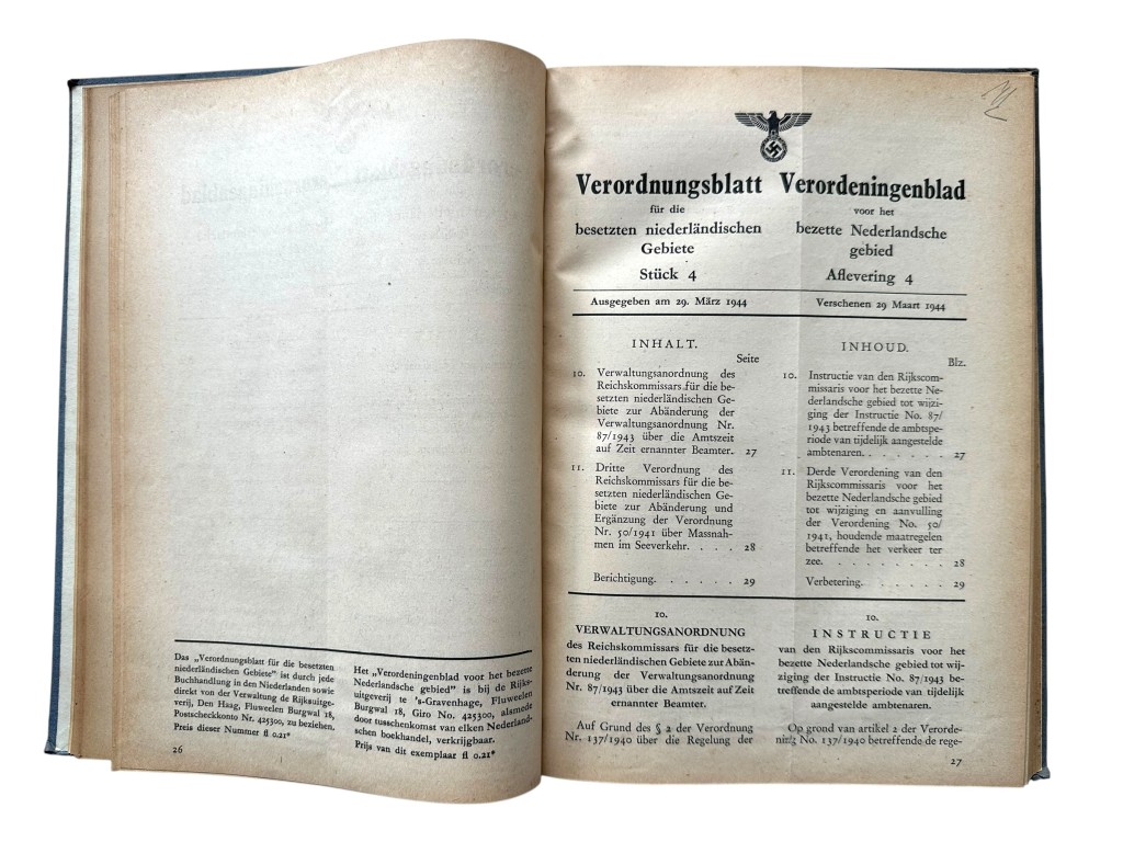 Original WWII German Verordnungsblatt für die besetzten niederländischen Gebiete Jahr 1944-1945 - Image 3