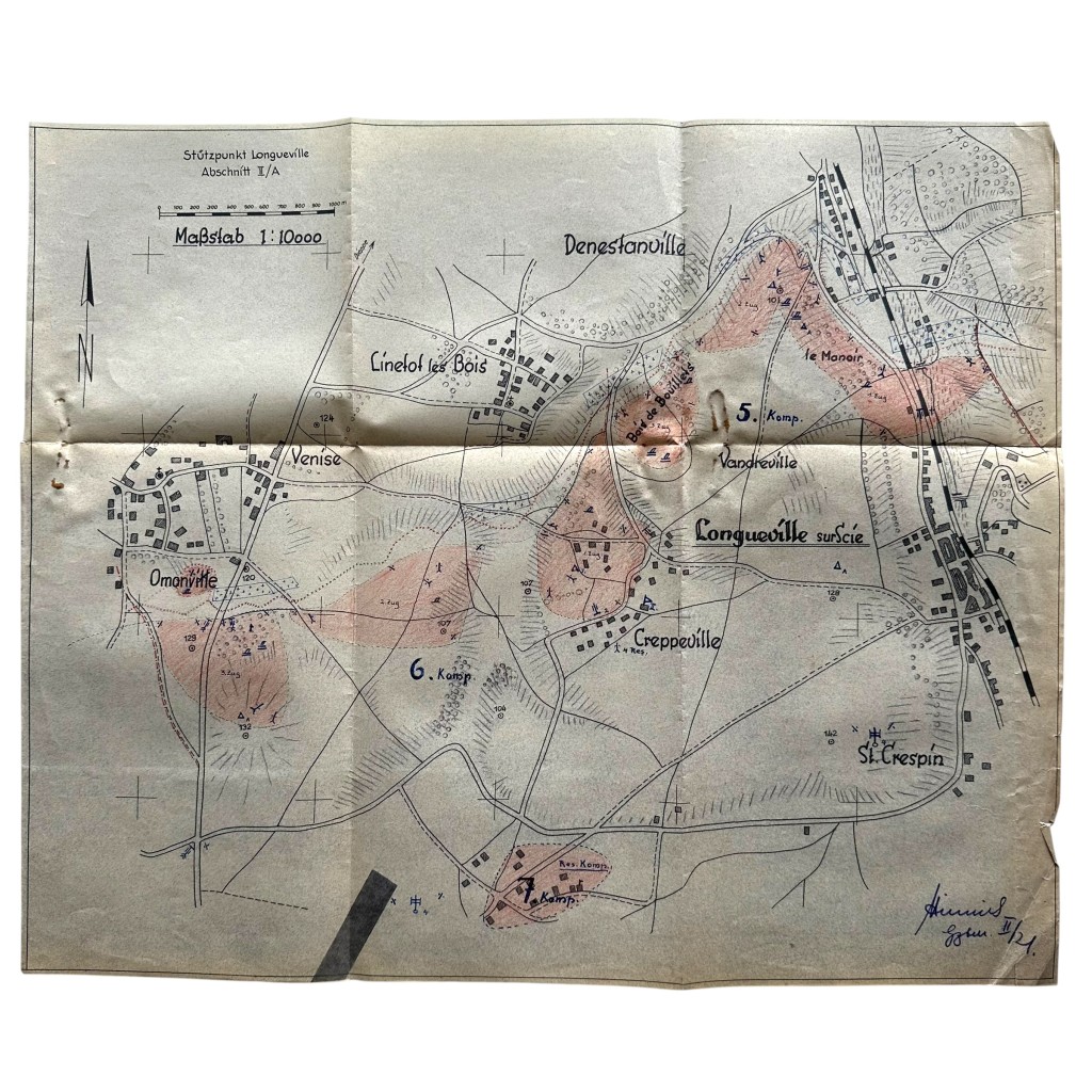 Original WWII German Wehrmacht Atlantic Wall defense set concerning ‘Stützpunkt Longueville-sur-Scie’ in France in 1943 - Image 23