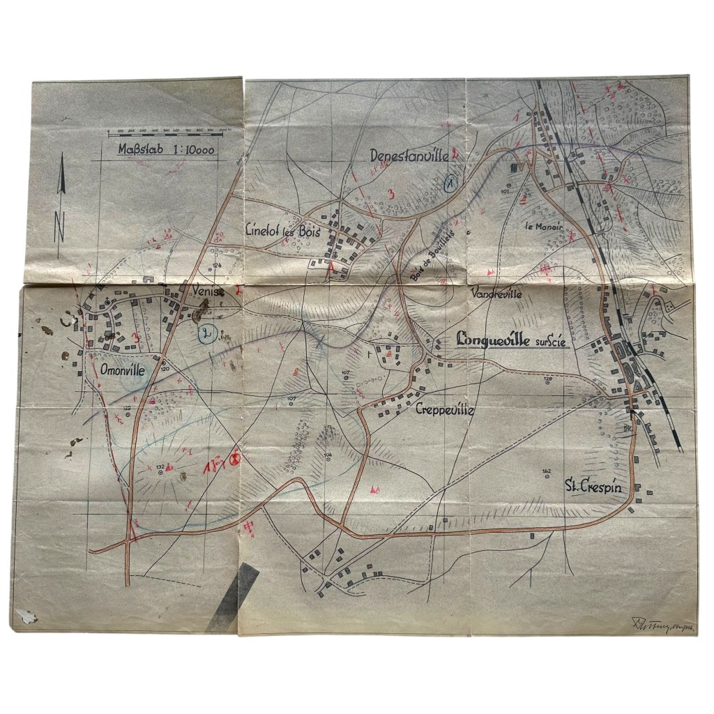 Original WWII German Wehrmacht Atlantic Wall defense set concerning ‘Stützpunkt Longueville-sur-Scie’ in France in 1943 - Image 29