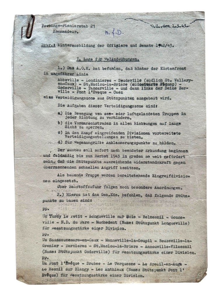Original WWII German Wehrmacht Atlantic Wall defense set concerning ‘Stützpunkt Longueville-sur-Scie’ in France in 1943 - Image 42