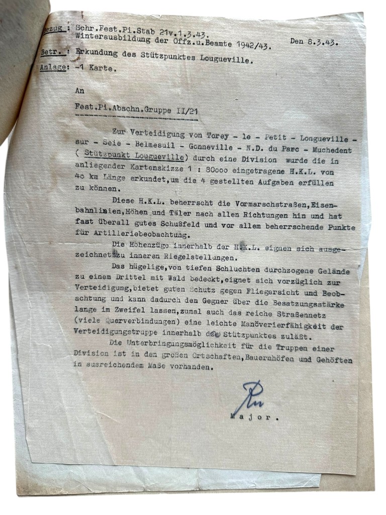 Original WWII German Wehrmacht Atlantic Wall defense set concerning ‘Stützpunkt Longueville-sur-Scie’ in France in 1943 - Image 44