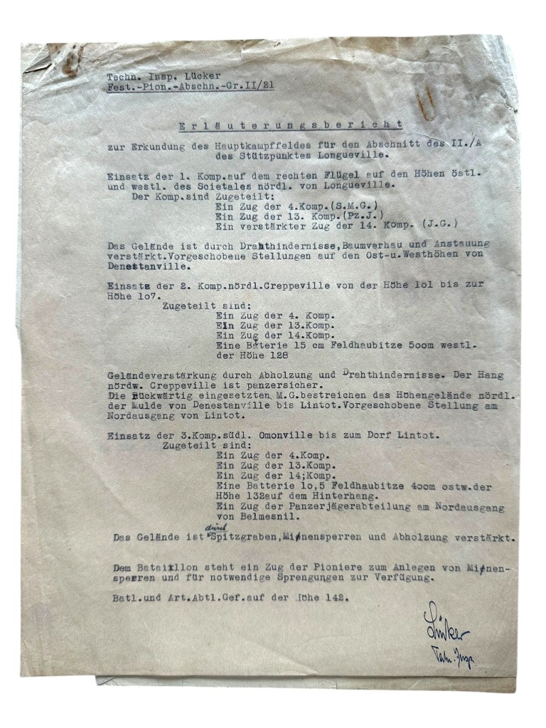 Original WWII German Wehrmacht Atlantic Wall defense set concerning ‘Stützpunkt Longueville-sur-Scie’ in France in 1943 - Image 45