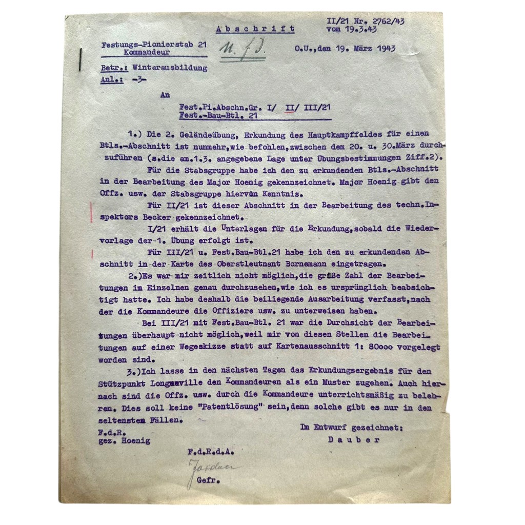 Original WWII German Wehrmacht Atlantic Wall defense set concerning ‘Stützpunkt Longueville-sur-Scie’ in France in 1943 - Image 37