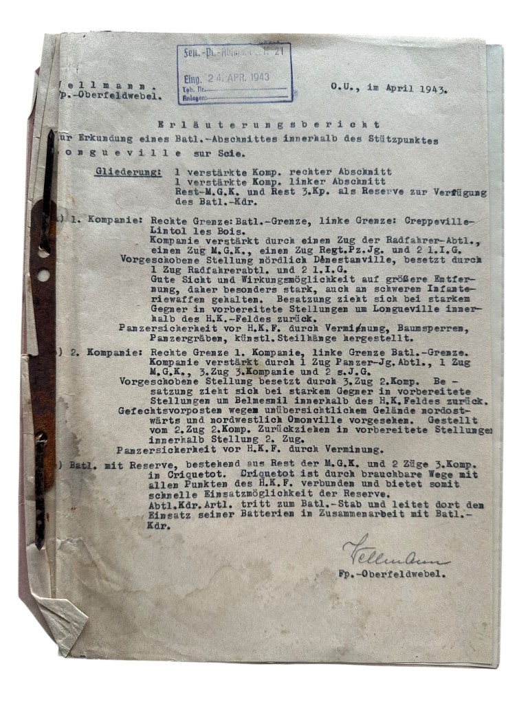 Original WWII German Wehrmacht Atlantic Wall defense set concerning ‘Stützpunkt Longueville-sur-Scie’ in France in 1943 - Image 36