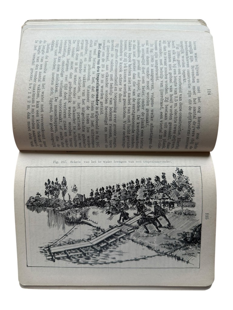 Original Pre 1940 Dutch army manual “Voorschrift Inrichten Stellingen” Part III Roads and Bridges dating from 1934. - Image 7