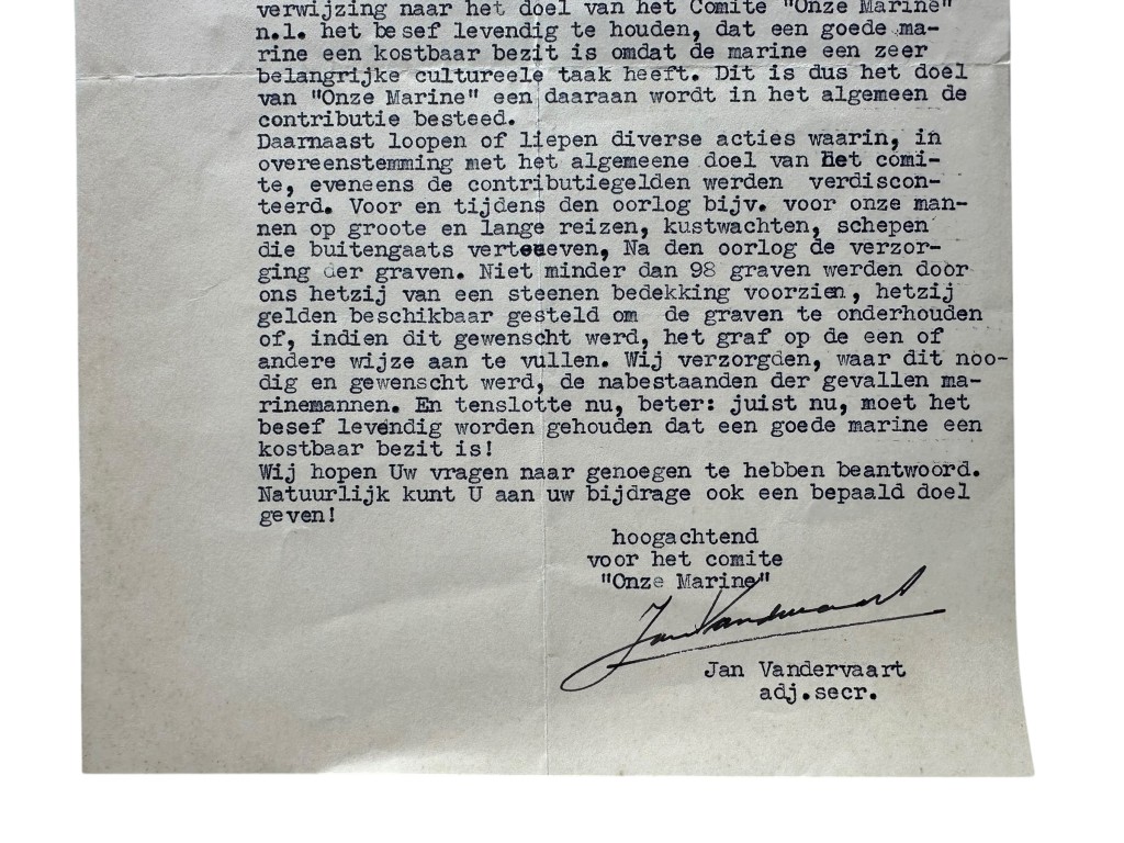 Original WWII Dutch document Algemeen Nederlands Comité 'Onze Marine' in Den Helder 1942 - Image 3
