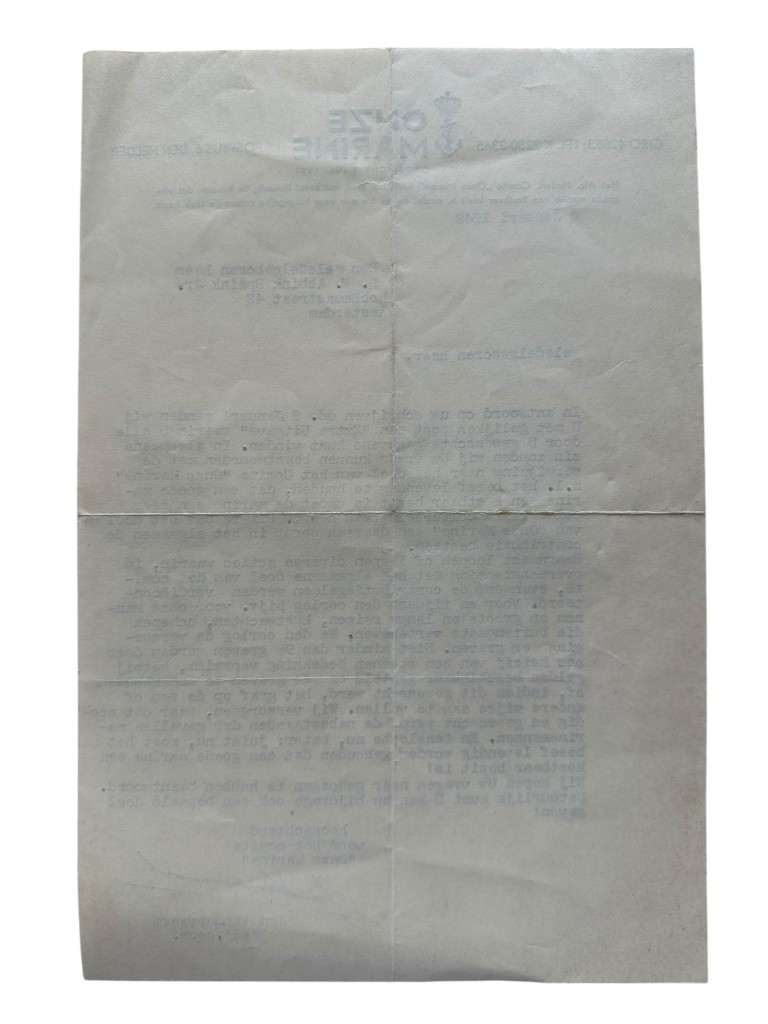 Original WWII Dutch document Algemeen Nederlands Comité 'Onze Marine' in Den Helder 1942 - Image 4