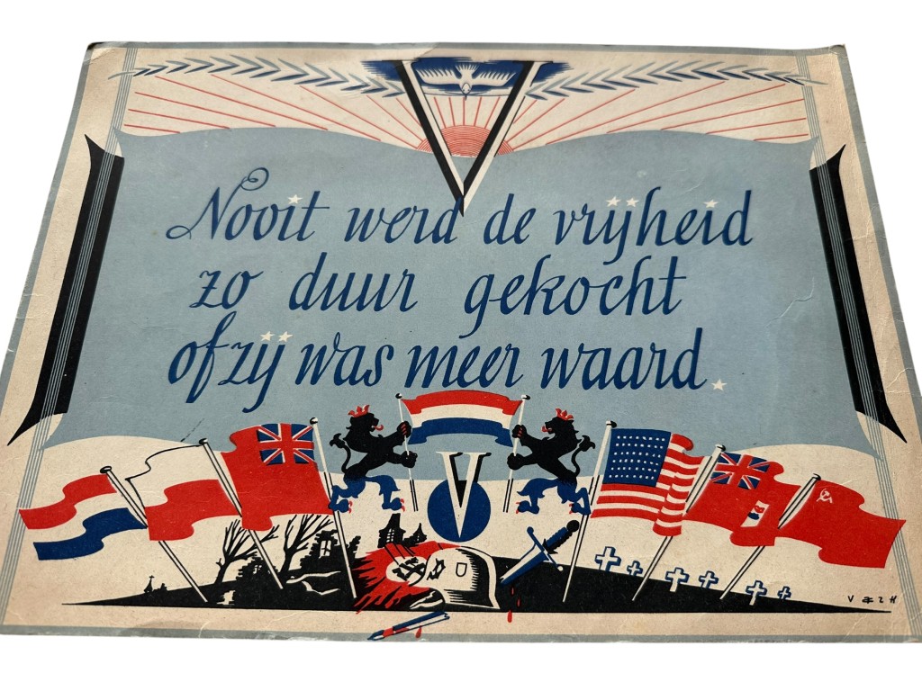 Original WWII Dutch liberation cardboard sign