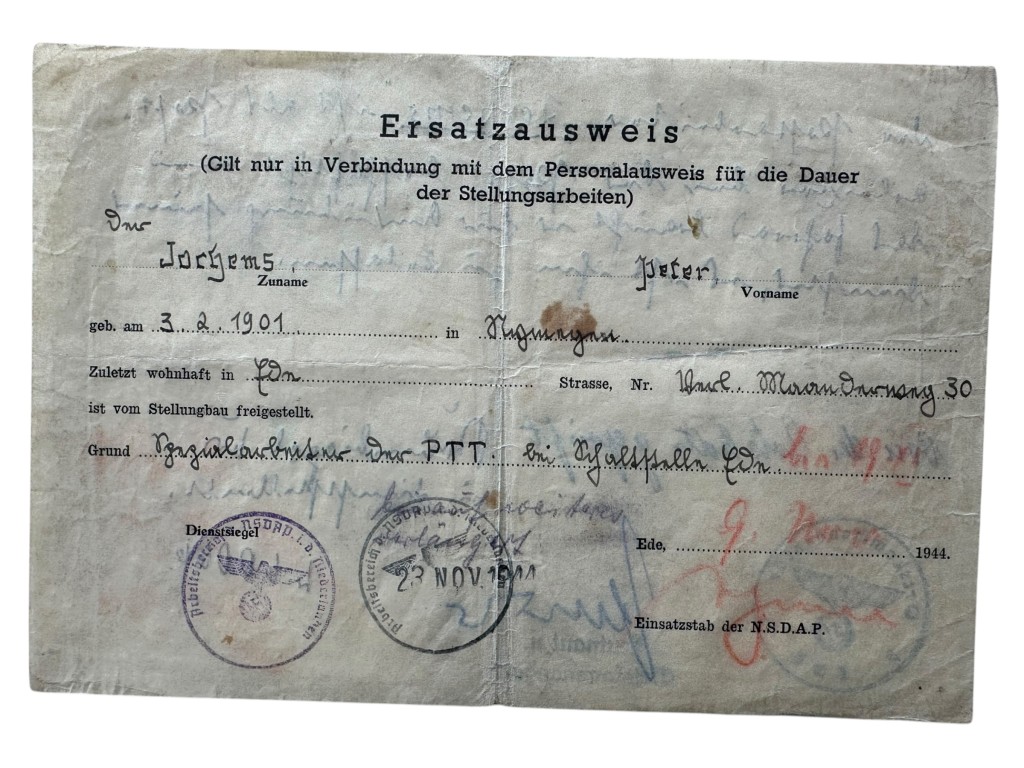 Original WWII German/Dutch documents set Ede/Nijmegen