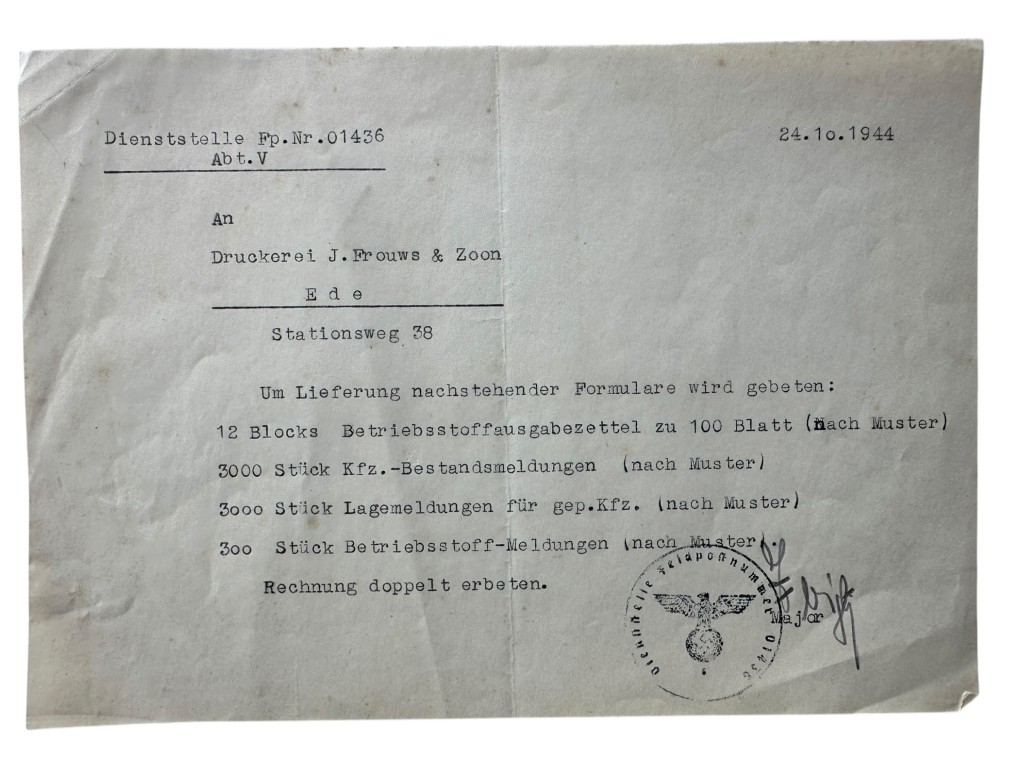 Original WWII German/Dutch documents set Ede/Nijmegen