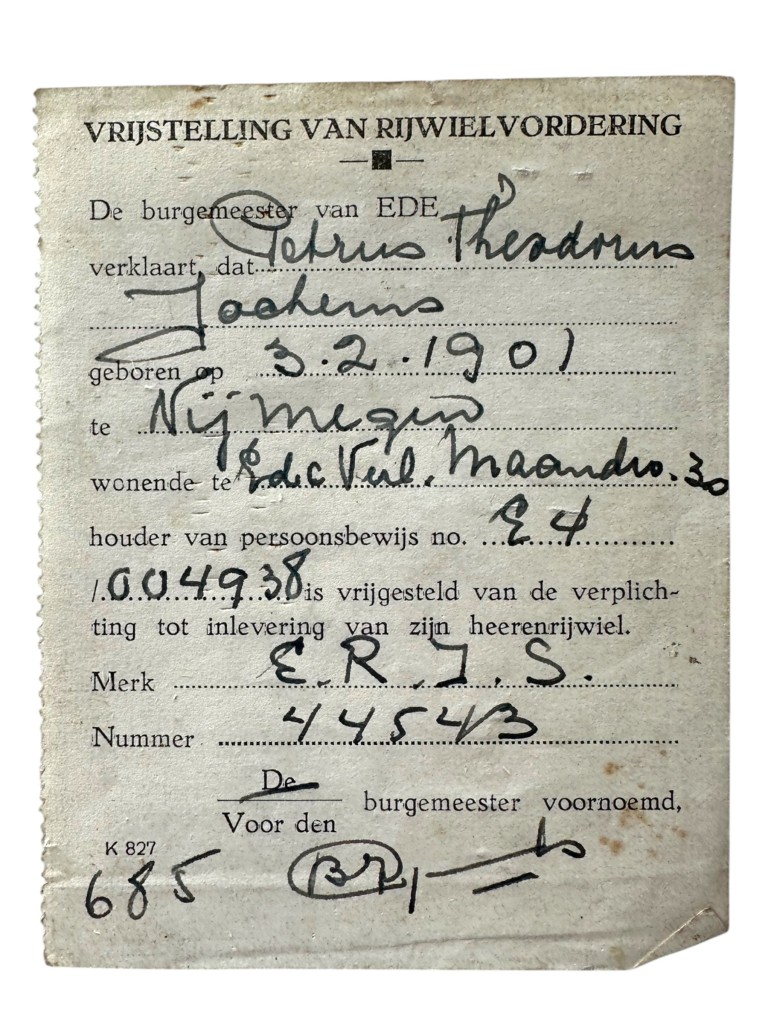 Original WWII German/Dutch documents set Ede/Nijmegen