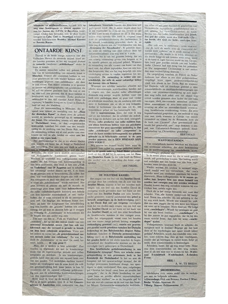 Original 1937 Dutch National Socialist weekly newspaper 'De Volksche Heraut' - Image 3