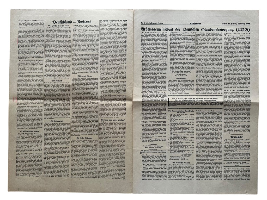 Original 1934 German Reichswart Nationalsozialistische Wochenschrift newspaper - Image 3
