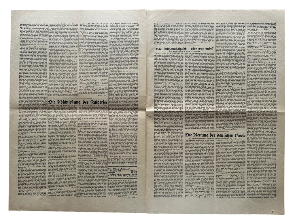 Original 1934 German Reichswart Nationalsozialistische Wochenschrift newspaper - Image 2