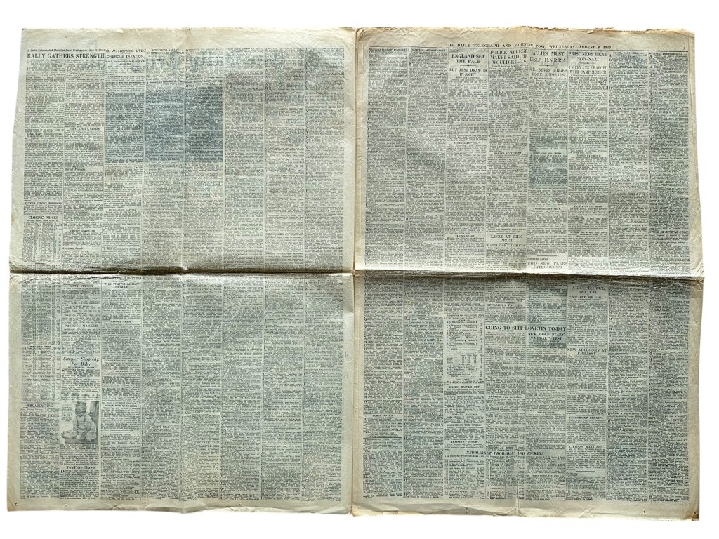 Original WWII British The Daily Telegraph and Morning Post newspaper 'Atomic bombing of Hiroshima' - Image 4