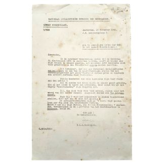 Origineel WWII NSB document 1944 met oproep voor vrijwilligers in de Frontsector Arnhem van de Nationaal Socialistische Beweging.