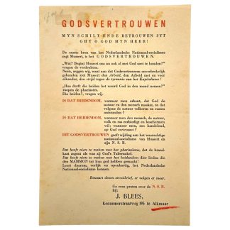 Original WWII Dutch NSB leaflet Alkmaar