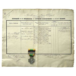 Original 1846 Dutch East Indies army Bali campaign medal with document