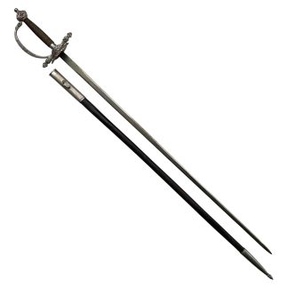 Original Spanish Red Cross ceremonial sword model around 1900 from Toledo with scabbard for militaria collectors.