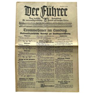 Original 1930 German NSDAP 'Der Führer' newspaper Karlsruhe
