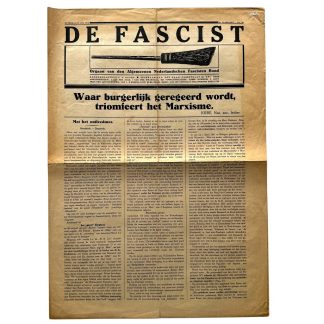 Original AFNB De Fascist newspaper from 1932 featuring fascist propaganda and Dutch interwar political printed material. Rare collector item.