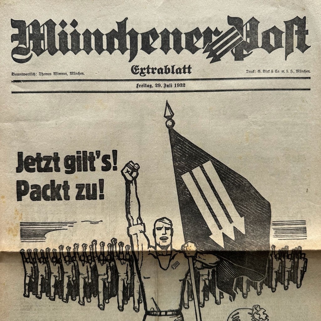 Original Münchener Post Extrablatt Zeitung 1932 anti NSDAP Propaganda Weimarer Republik historisches Sammlerstück für Zeitungssammler und Militaria Sammler
