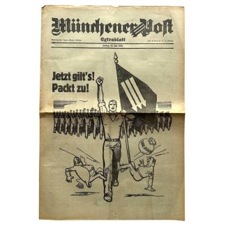 Original Münchener Post Extrablatt Zeitung 1932 anti NSDAP Propaganda Weimarer Republik historisches Sammlerstück für Zeitungssammler und Militaria Sammler.