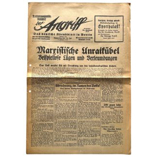 Original 1932 German newspaper ‘Der Angriff’